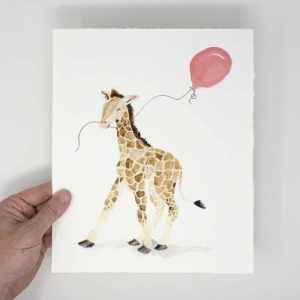 Art Prints | Baby Giraffe with Balloon – 10×12 Kids Art Print Art Prints Art Prints