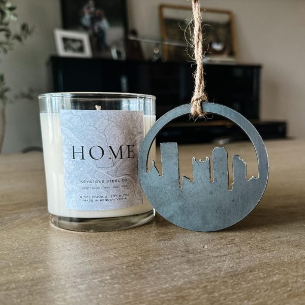 Candles | Pittsburgh ‘Home’ Candle + Skyline Ornament Set Candles Candles