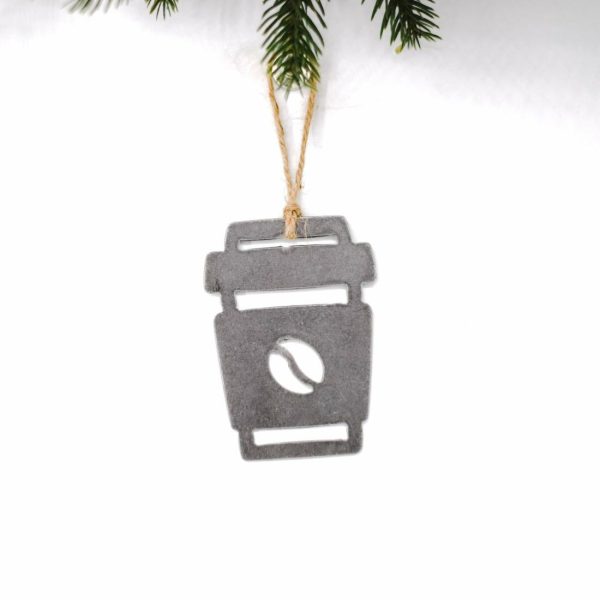 Kitchen + Coffee | Travel Coffee Cup Ornament with Coffee Bean Ornaments