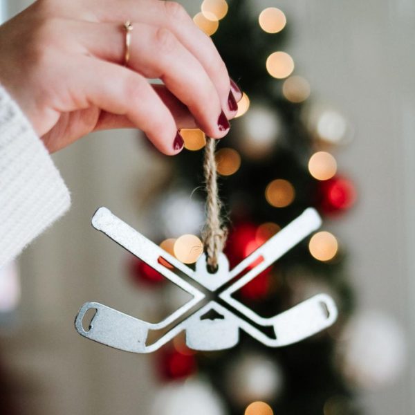 Sports + Fitness | Hockey Sticks and Puck Ornament Ornaments Sports + Fitness