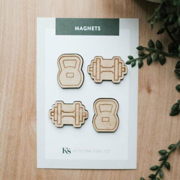 Sports | Kettlebell and Barbell Sport Magnets, Pack of 4 Magnets Sports