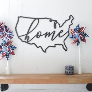 Your Town + State | America Script Home Sign Wall Decor Your Town + State