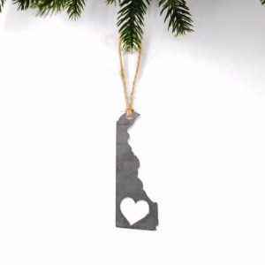 Your Town + State | Delaware Heart Ornament Ornaments Your Town + State