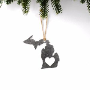 Your Town + State | Michigan Heart Ornament Ornaments Your Town + State