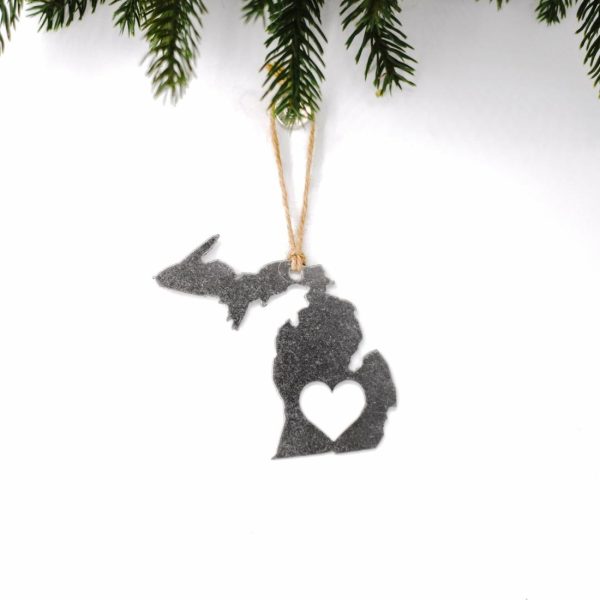 Your Town + State | Michigan Heart Ornament Ornaments Your Town + State