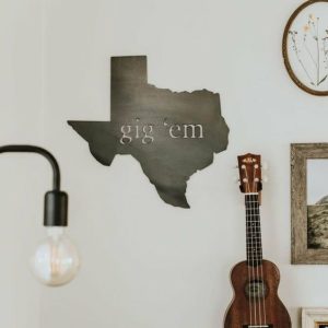 Your Town + State | Texas Gig ‘Em Wall Decor Wall Decor Your Town + State